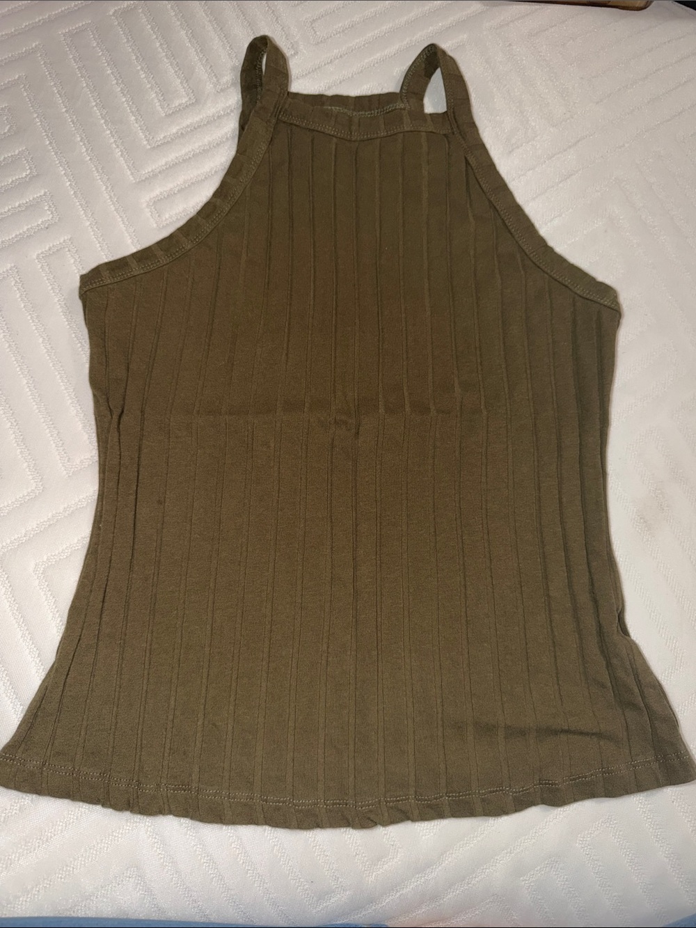 SHEIN Olive Ribbed Halter Tank